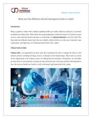 What are the different clinical trial opportunities in India
