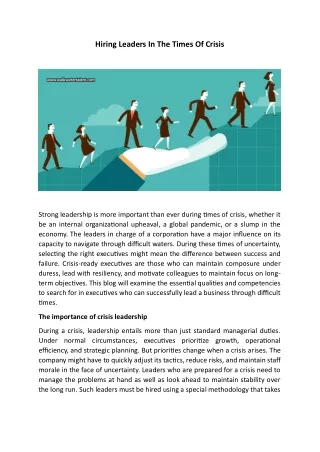 Hiring Leaders In The Times Of Crisis