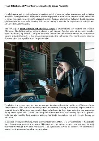 Fraud Detection and Prevention Testing A Key to Secure Payments.docx