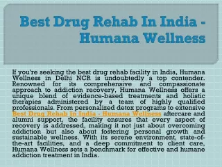 Drug Rehabilitation Centre In New Delhi - Humana Wellness