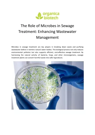 Microbes in Sewage Treatment