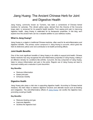 Jiang Huang_ The Ancient Chinese Herb for Joint and Digestive Health