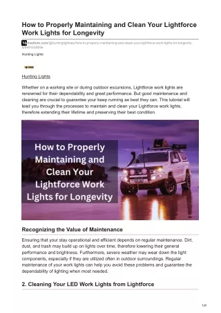 How to Properly Maintaining and Clean Your Lightforce Work Lights for Longevity