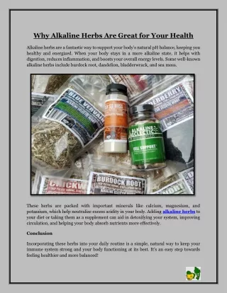 Why Alkaline Herbs Are Great for Your Health