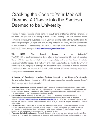 Cracking the Code to Your Medical Dreams A Glance into the Santosh Deemed to be University (1)