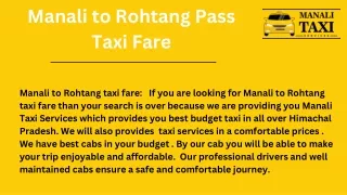 Manali to Rohtang taxi fare