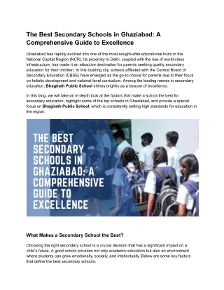 The Best Secondary Schools in Ghaziabad_ A Comprehensive Guide to Excellence