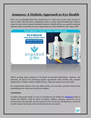 Ananeoo- A Holistic Approach to Eye Health