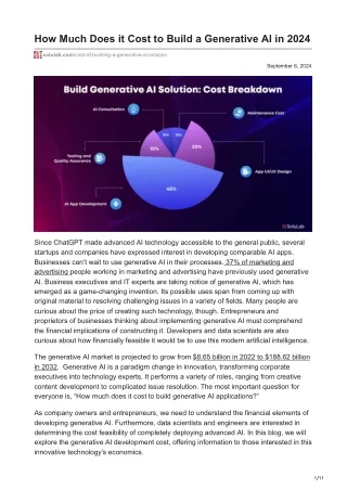 How Much Does it Cost to Build a Generative AI in 2024