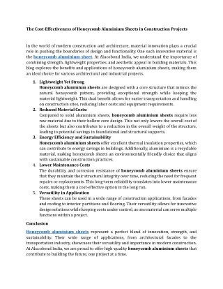 The Cost Effectiveness of Honeycomb Aluminium Sheets in Construction Projects