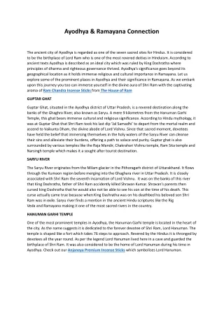 Ayodhya & Ramayana Connection