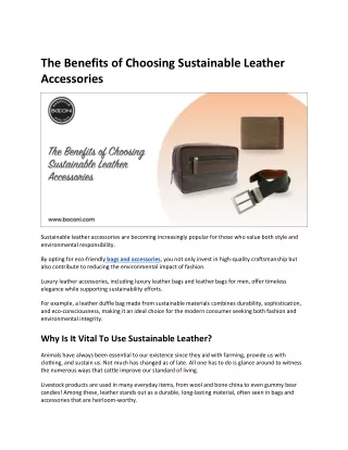 The Benefits of Choosing Sustainable Leather Accessories