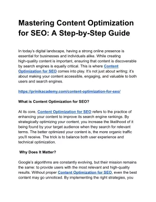 Mastering Content Optimization for SEO: A Step-by-Step Guide