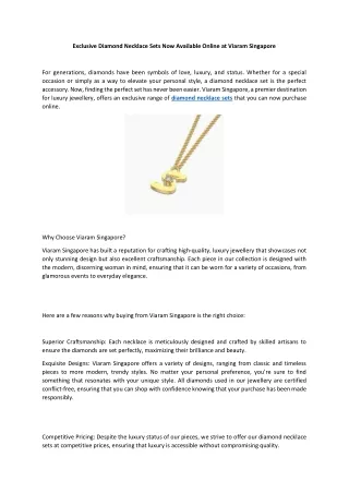 Exclusive Diamond Necklace Sets Now Available Online at Viaram Singapore