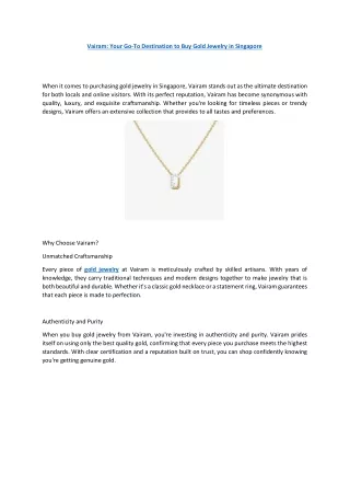Viaram Your Go-To Destination to Buy Gold Jewelry in Singapore