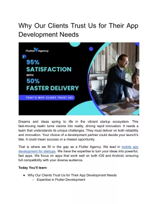 Why Our Clients Trust Us for Their App Development Needs