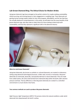 Lab-Grown Diamond Ring: Modern Luxury