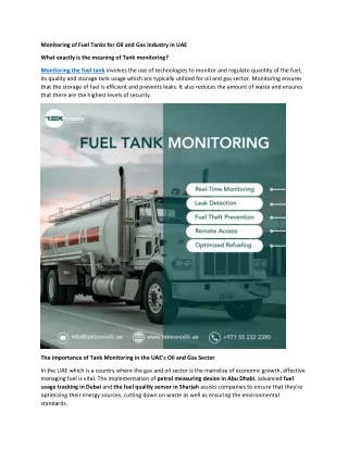 Monitoring of Fuel Tanks for Oil and Gas Industry in UAE