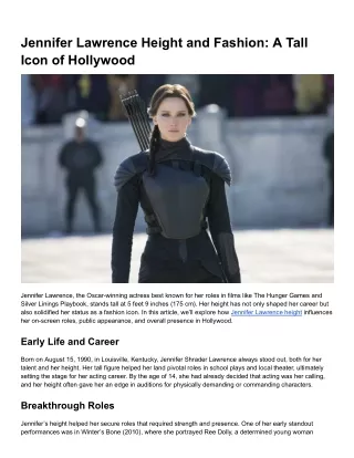Jennifer Lawrence’s Height and Fashion_ A Tall Icon of Hollywood