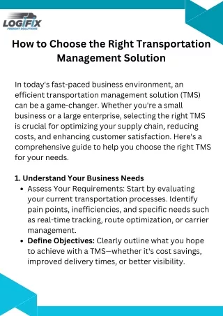 How to Choose the Right Transportation Management Solution