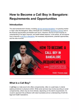 How to Become a Call Boy in Bangalore_ Requirements and Opportunities