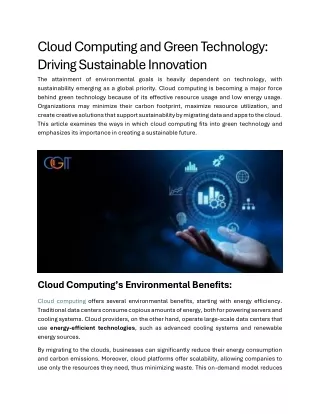 Cgit_Cloud Computing and Green Technology- Driving Sustainable Innovation_Jambu