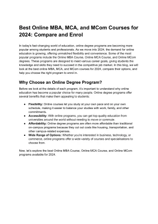 Best Online MBA, MCA, and MCom Courses for 2024_ Compare and Enrol