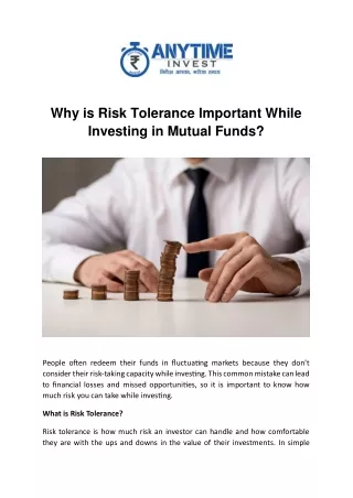 Why is Risk Tolerance Important While Investing in Mutual Funds