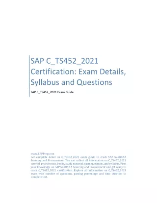 SAP C_TS452_2021 Certification: Exam Details, Syllabus and Questions