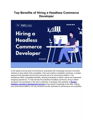 The Competitive Edge of Hiring a Headless Commerce Developer