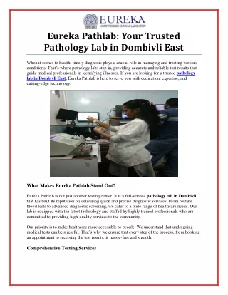 Best Pathology Lab in Dombivli East for Accurate & Reliable Diagnostic Services