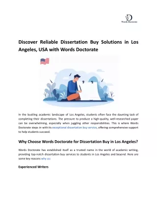 Discover Reliable Dissertation Buy Solutions in Los Angeles, USA with Words Doctorate