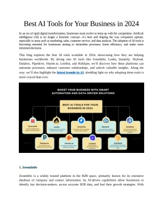 Best AI Tools for Your Business in 2024