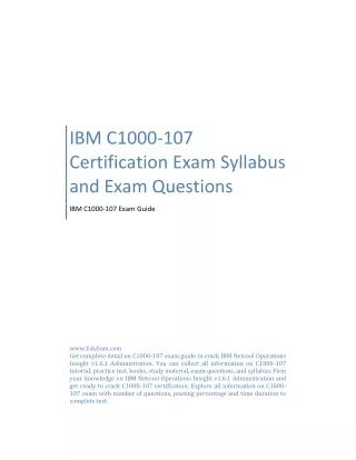 IBM C1000-107 Certification Exam Syllabus and Exam Questions