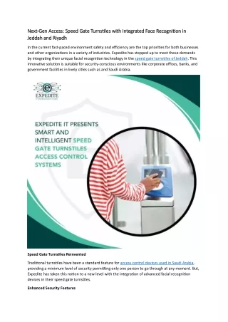 Speed Gate Turnstiles with Integrated Face Recognition in Jeddah and Riyadh