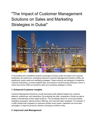 _Customer Management Solutions Dubai
