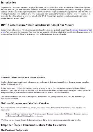 DIY : Confectionnez Votre Calendrier de l'Avent Sur Mesure