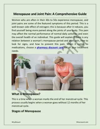 Menopause and Joint Pain_ A Comprehensive Guide