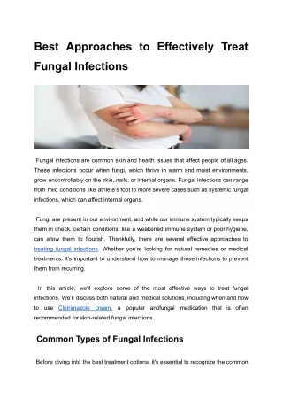 Best Approaches to Effectively Treat Fungal Infections