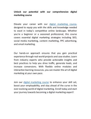 Unlock our potential with our comprehensive digital marketing course