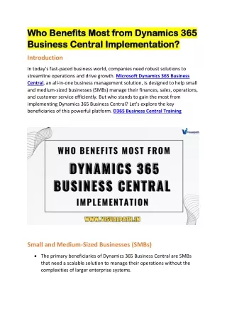 Microsoft Dynamics 365 Business Central Training  D365 Business Central Training