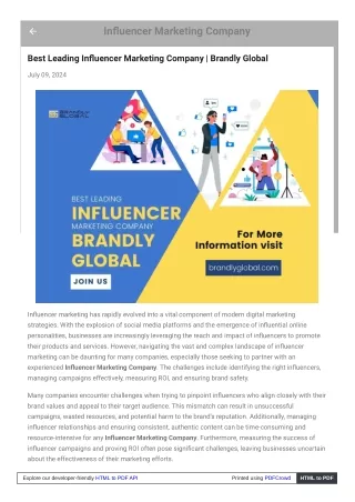 Best Leading Influencer Marketing Company  Brandly Global