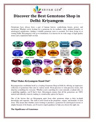 Explore the Finest Gemstone Shop in Delhi for Authentic Gems