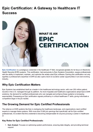 Epic Certification_ A Gateway to Healthcare IT Success