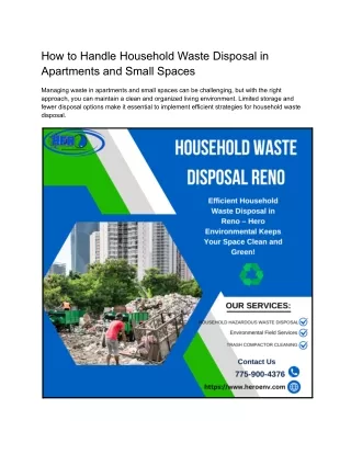 How to Handle Household Waste Disposal in Apartments and Small Spaces