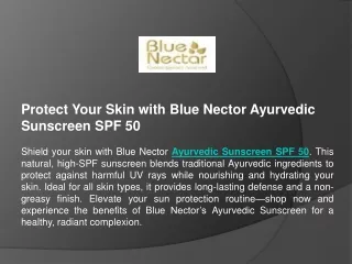 Protect Your Skin with Blue Nector Ayurvedic Sunscreen SPF 50