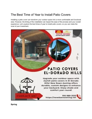 The Best Time of Year to Install Patio Covers