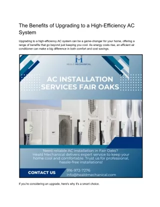 The Benefits of Upgrading to a High-Efficiency AC System