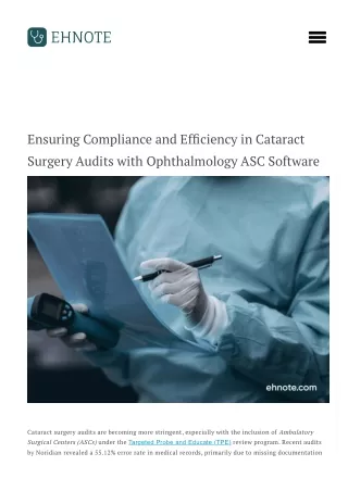 Ensuring Compliance and Efficiency in Cataract Surgery Audits with Ophthalmology