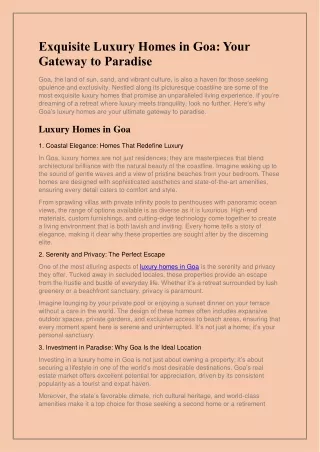 Exquisite Luxury Homes in Goa Your Gateway to Paradise